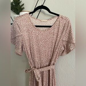 Maternity Pink and White Midi Dress